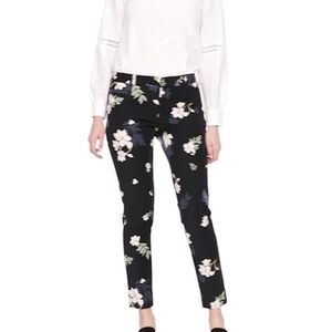 Banana Republic Black Floral Cropped Pants